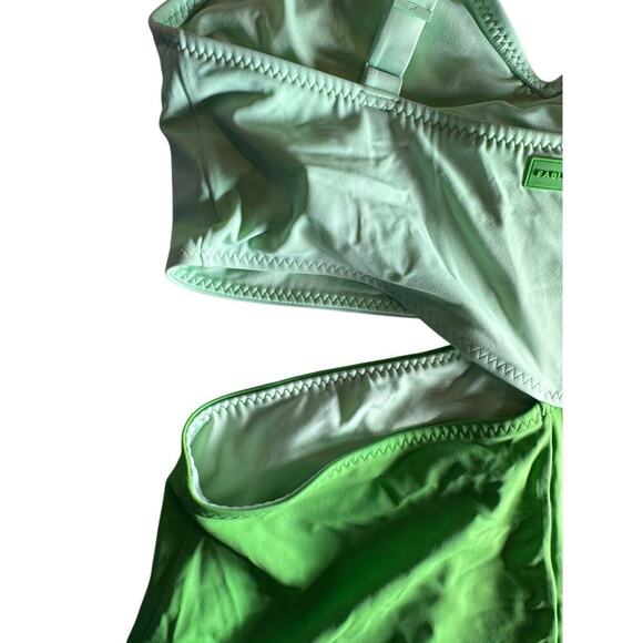 Fabletics Asymmetrical Cutout Shaping One-Piece Swimsuit Green 2X Peek A Boo - Picture 8 of 13